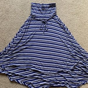 Navy & white strapless dress